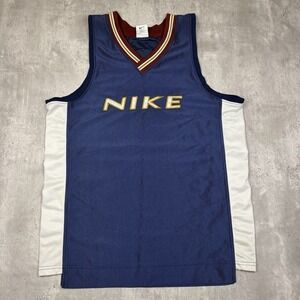 Vintage 90s Nike Basketball Jersey Mens Medium Blue Spell Out Embroidered Y2K